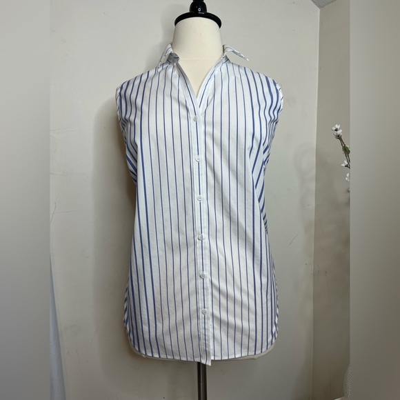 Talbots Woman Striped White & Blue Top Size 20w - Picture 2 of 6